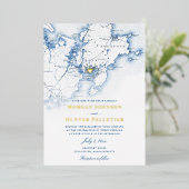 Gloucester Cape Ann Bruiloft Elegante Marine en Go Folie Uitnodiging (Staand Voorkant)