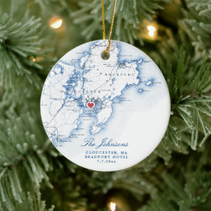 Gloucester Cape Ann Bruiloft Onze Eerste Kerstmis Keramisch Ornament