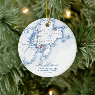 Gloucester Cape Ann Bruiloft Onze Eerste Kerstmis Keramisch Ornament