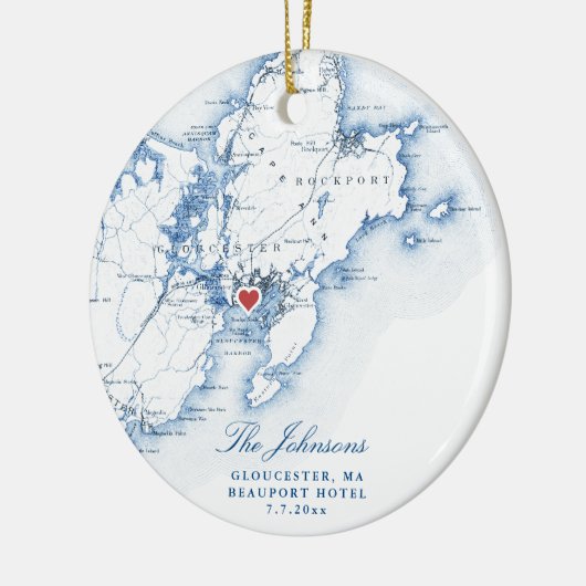 Gloucester Cape Ann Bruiloft Onze Eerste Kerstmis Keramisch Ornament (Links)