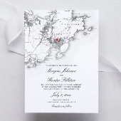 Gloucester Cape Ann Elegant Zwart Wit Bruiloft Kaart