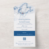 Gloucester Cape Ann Kaart Elegant Navy Wedding (Binnen)