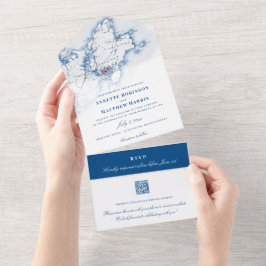 Gloucester Cape Ann Kaart Elegant Navy Wedding