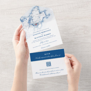 Gloucester Cape Ann Kaart Elegant Navy Wedding