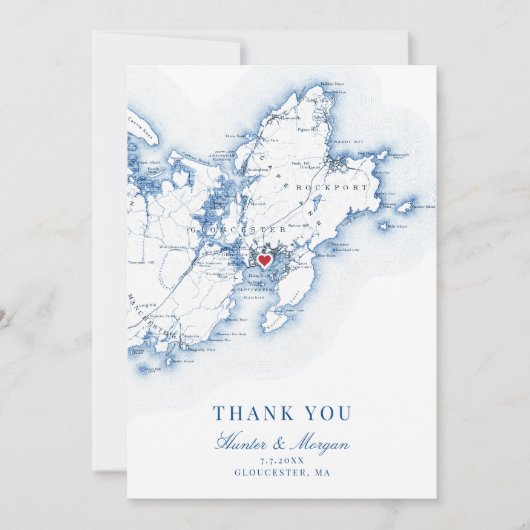 Gloucester Cape Ann MA Bruiloft Flat Bedankkaart (Voorkant)