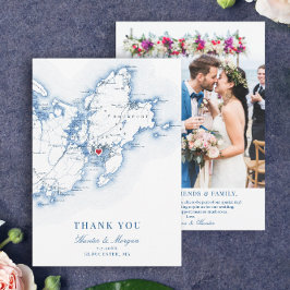 Gloucester Cape Ann MA Bruiloft Flat Bedankkaart
