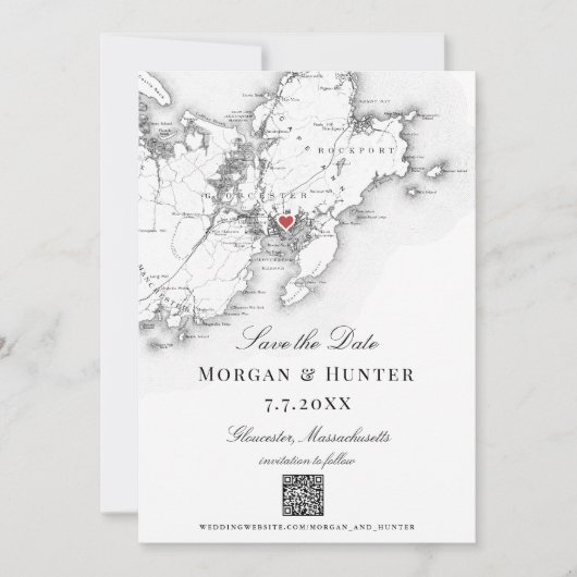 Gloucester Cape Ann Save the Date Elegante QR-code (Voorkant)