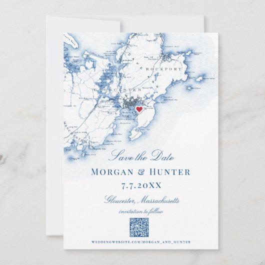 Gloucester Cape Ann Save the Date Elegante QR-code (Voorkant)
