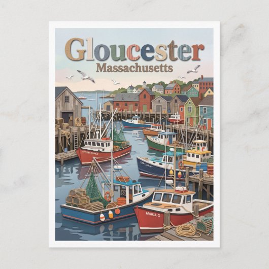 Gloucester Harbor Massachusetts Briefkaart (Voorkant)