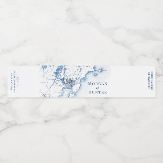 Gloucester MA Bestemming Bruiloft Elegant Waterfles Etiket (Enkel label)
