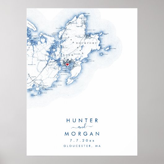 Gloucester MA Bruiloft Modern Gastenboek Poster (Voorkant)