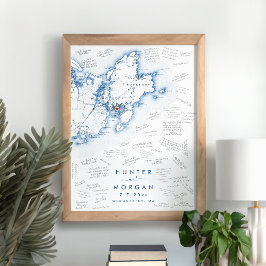 Gloucester MA Bruiloft Modern Gastenboek Poster