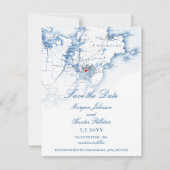 Gloucester MA Elegant Navy Bruiloft Save The Date (Voorkant)