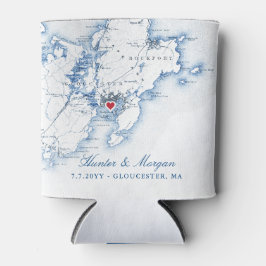 Gloucester, MA Kaart Huwelijksgunst Drink Houder Blikjeskoeler