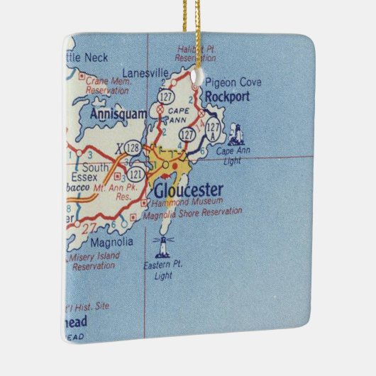 Gloucester MA  Map Keramisch Ornament (Rechts)