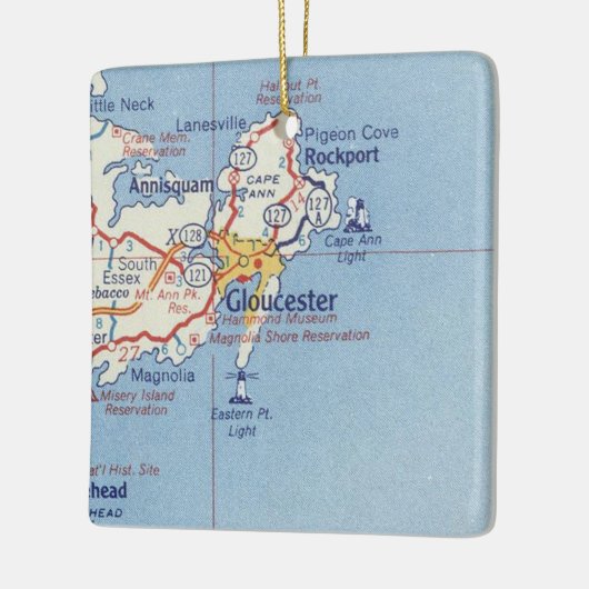 Gloucester MA  Map Keramisch Ornament (Links)