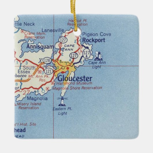 Gloucester MA  Map Keramisch Ornament (Voorkant)