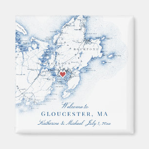 Gloucester Massachusetts Kaart Huwelijksgunst Magneet