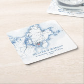 Gloucester Massachusetts Navy Blue Kaart Bruiloft Kartonnen Onderzetters (Schuin)