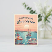 Gloucester, Massachusetts – Vissersboten Vintage Briefkaart (Staand voorkant)