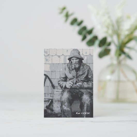 Gloucester-visser die zijn netten Bladwijzer Notitiekaartje (Staand voorkant)