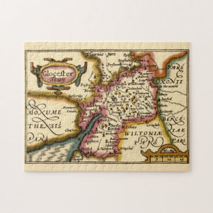 Gloucestershire County England Oude antiquarische  Legpuzzel