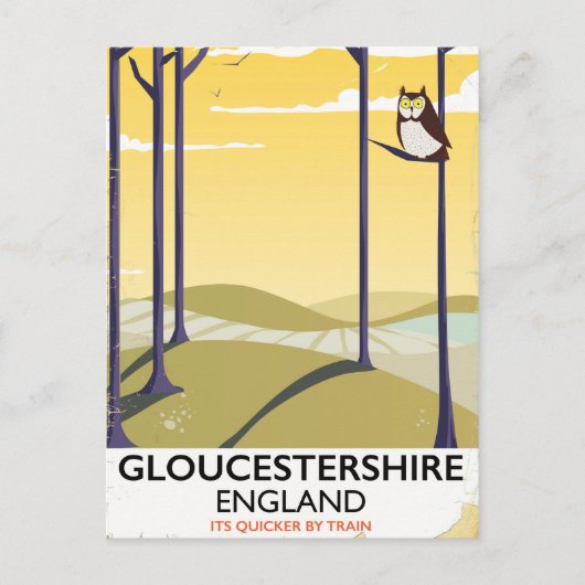 Gloucestershire, Engeland Train-reisposter. Briefkaart (Voorkant)