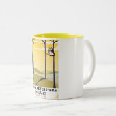 Gloucestershire, Engeland Train-reisposter. Tweekleurige Koffiemok (Voorkant rechts)