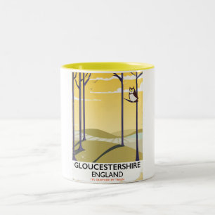 Gloucestershire, Engeland Train-reisposter. Tweekleurige Koffiemok