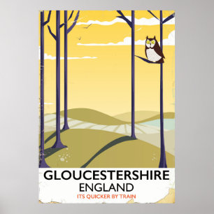 Gloucestershire, Engeland trein reisposter. Poster