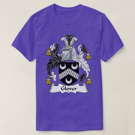 Glover Coat of Arms Family Crest T-shirt (Design voorkant)