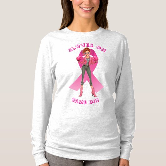 Gloves On, Game On! Breast Cancer Awareness T-shirt (Voorkant)