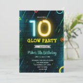 Glow 10e verjaardagsfeestuitnodiging kaart (Staand voorkant)