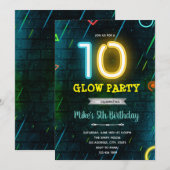 Glow 10e verjaardagsfeestuitnodiging kaart (Voorkant / Achterkant)