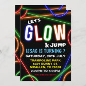Glow and Jump Birthday Invitation Kaart (Voorkant / Achterkant)