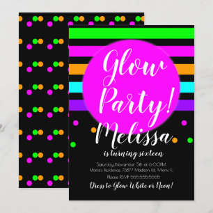 Glow Birthday Crazy Neon Glow in the Dark Party Kaart