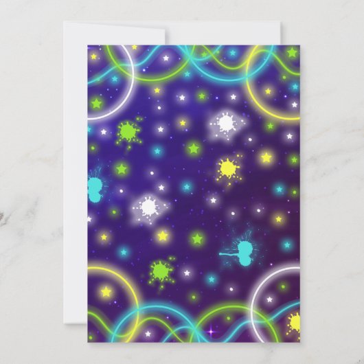 Glow Birthday Invitation Neon Glow Dance Party Kaart (Achterkant)