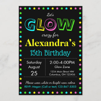 Glow Birthday Party Personaliseert RSVP Kaart