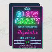 Glow Birthday Uitnodiging (Voorkant / Achterkant)