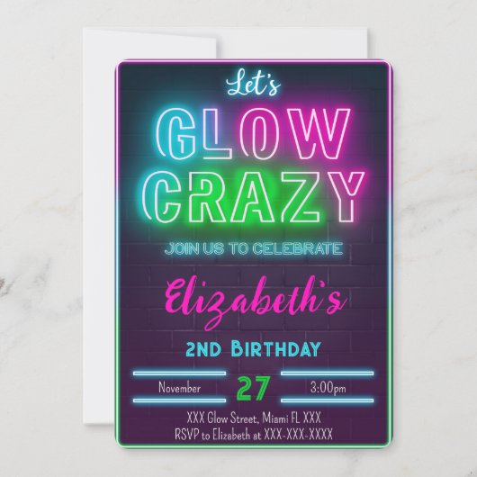 Glow Birthday Uitnodiging (Voorkant)