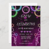 Glow Birthday Uitnodiging (Voorkant / Achterkant)