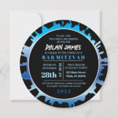 GLOW Blue Splash Bar Bat Mitzvah Uitnodiging (Voorkant)