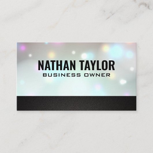 Glow Bokeh | Zwarte textuur trim Visitekaartje (Voorkant)