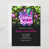 Glow Bowl Bowling Neon Stars Verjaardagsfeest Kaart (Voorkant)