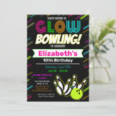 Glow Bowling Birthday Uitnodiging (Staand voorkant)
