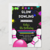 Glow bowling party-uitnodiging kaart (Voorkant)