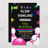 Glow bowling party-uitnodiging kaart (Voorkant / Achterkant)