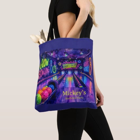 Glow Bowling Tiener Verjaardagsfeestje Tote Bag (Dichtbij)