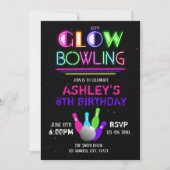 Glow bowling-uitnodiging kaart (Voorkant)