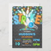 Glow Bowling Uitnodiging Neon Glow Bowling Party (Voorkant)